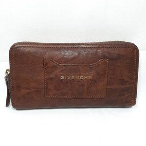 GIVENCHY Brown Sheepskin Pandora Zip Wallet